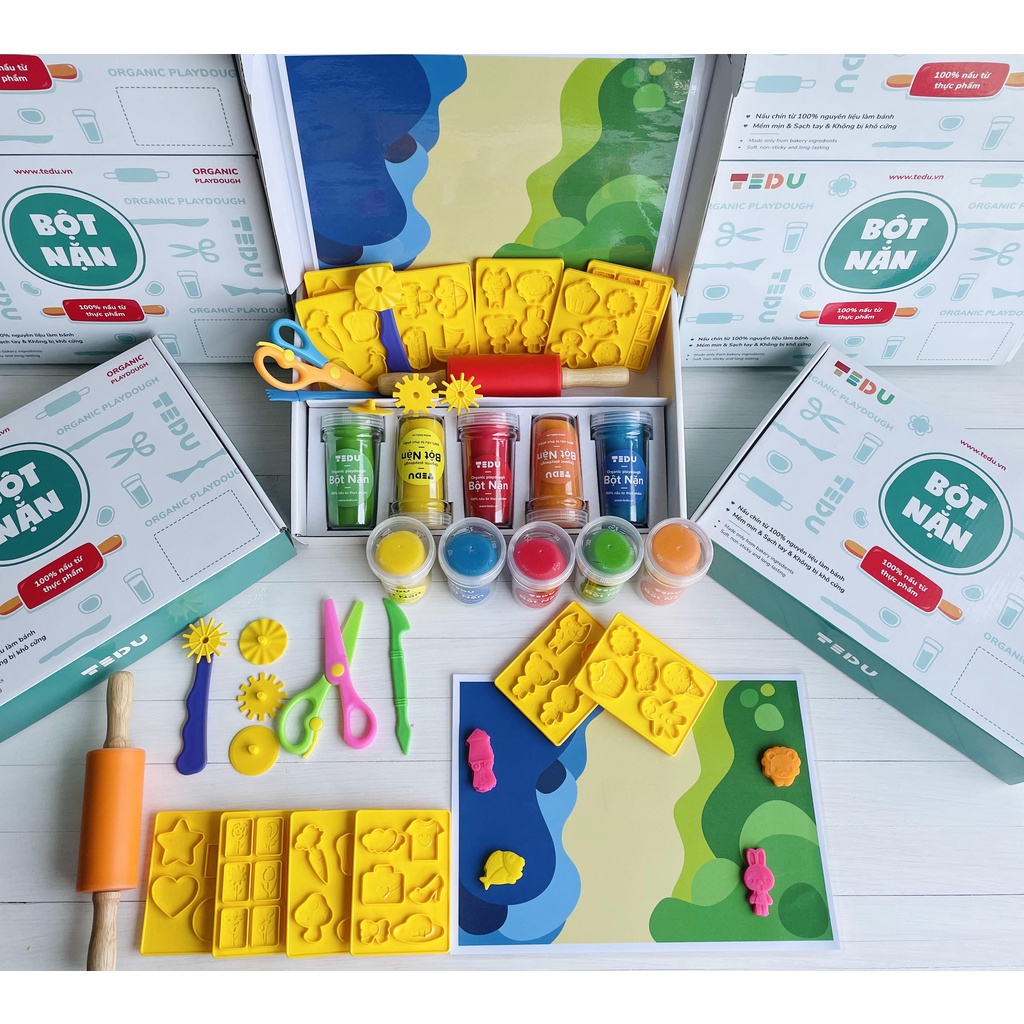 Bột nặn đất nặn an toàn TEDU - combo 1: Thế giới quanh em