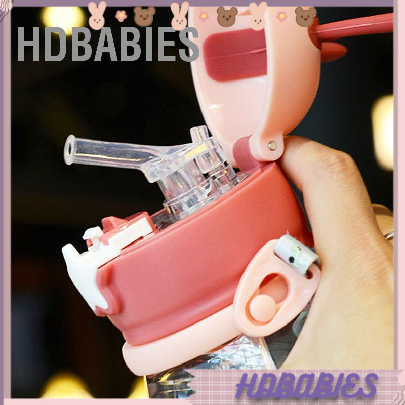 HDbabies Cốc nước Dung tích lớn Mùa hè Mẫu giáo Hình con hươu nhựa có ống hút cho trẻ em
