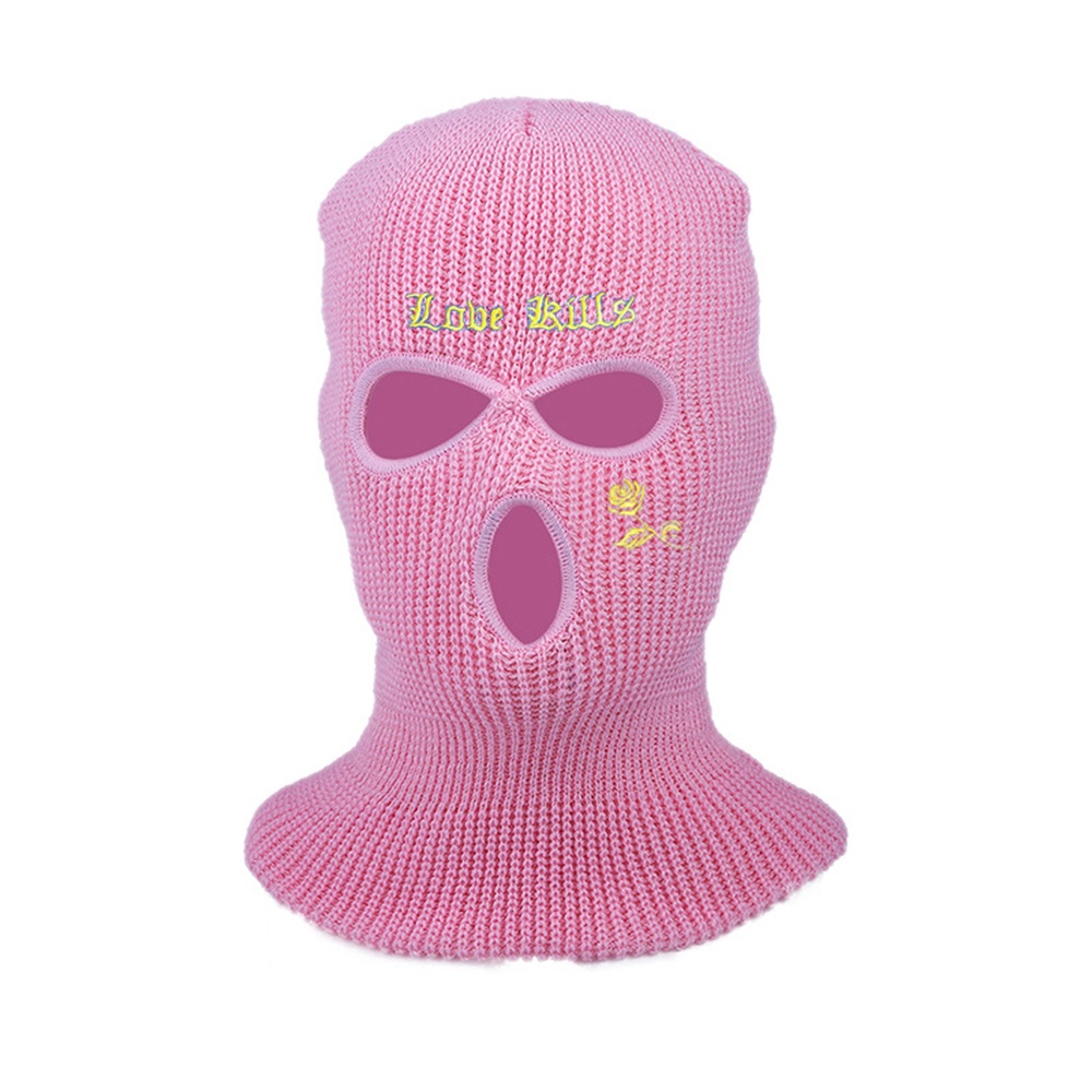 Mũ Len Beanie Thêu Hoa Hồng 3 Lỗ Unisex