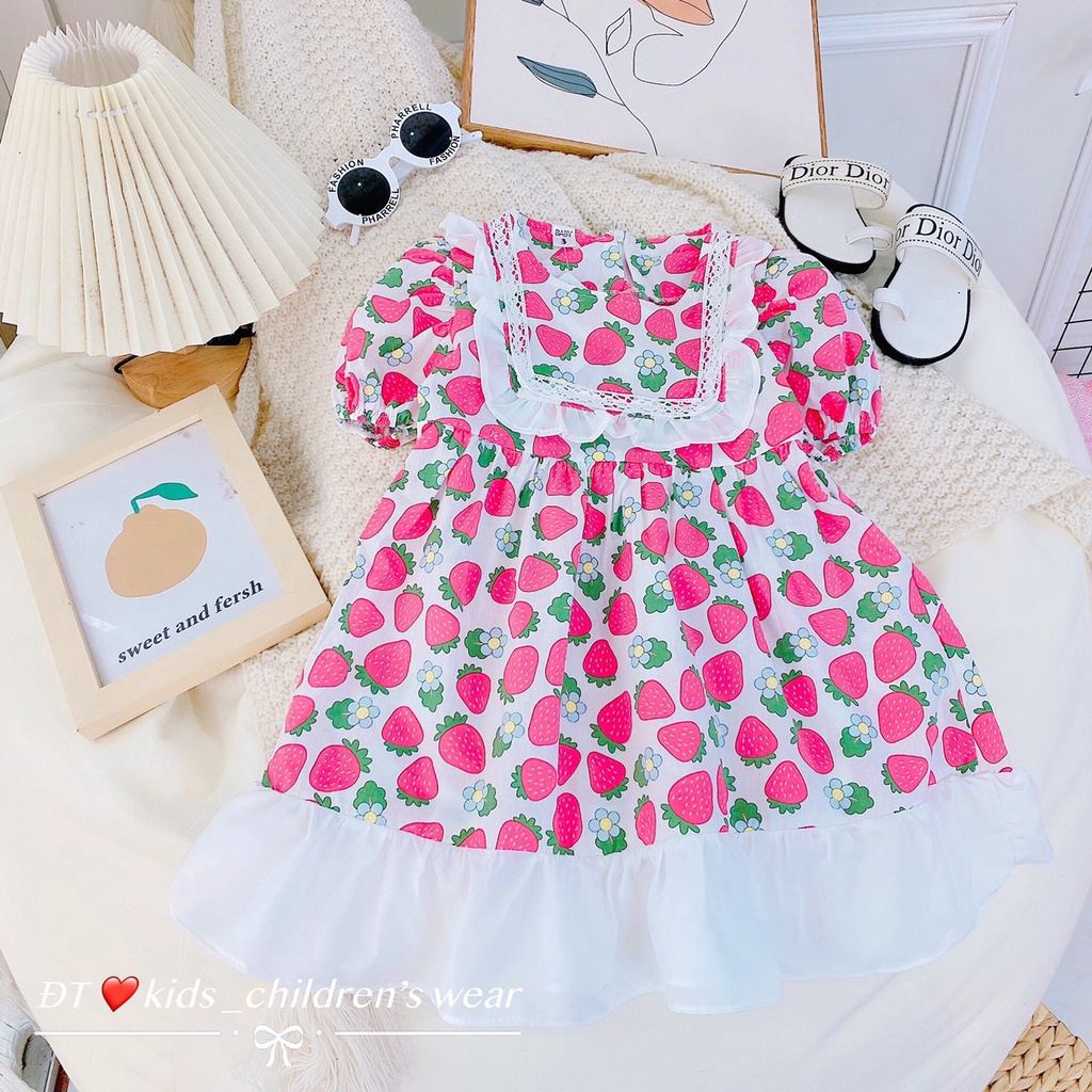 VAY47 - Váy bé gái, váy hoa chất thô giấy mềm mại cho bé từ 8-18kg