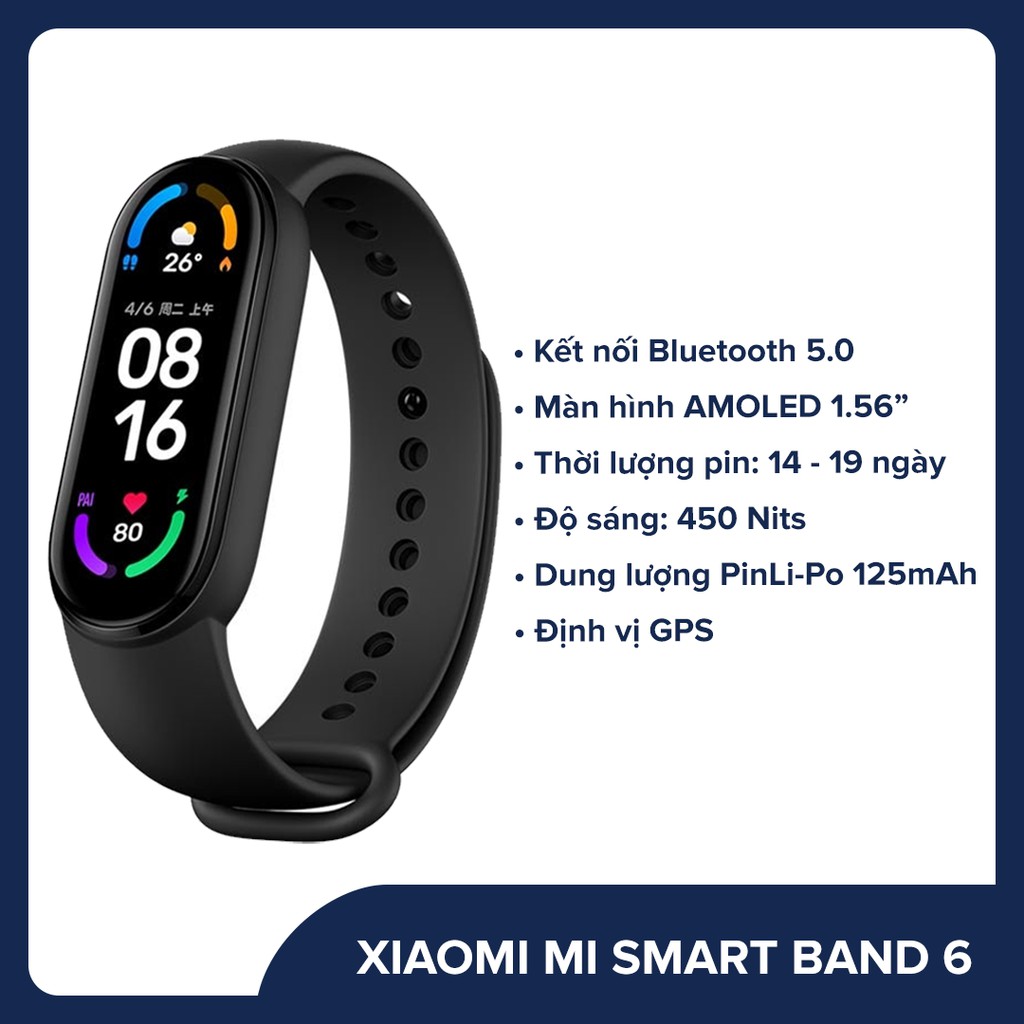 Vòng Tay Thông Minh Xiaomi Mi Band 6 - Hàng Chính Hãng
