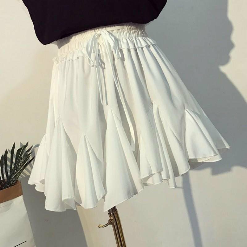 Chân váy trắng voan Hàn Quốc eo cao xếp li dáng đẹp