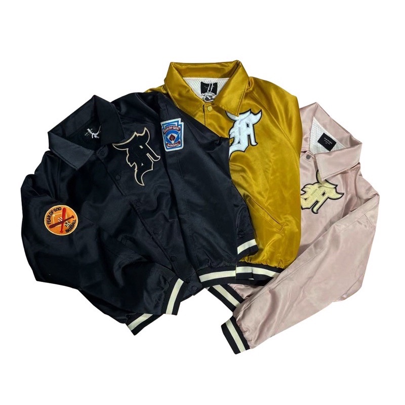 ⚡️⚡️Áo khoác FEAR OF GOD 5TH /Fear of God Satin Baseball Coach Jacket  Jacket FOG 5TH