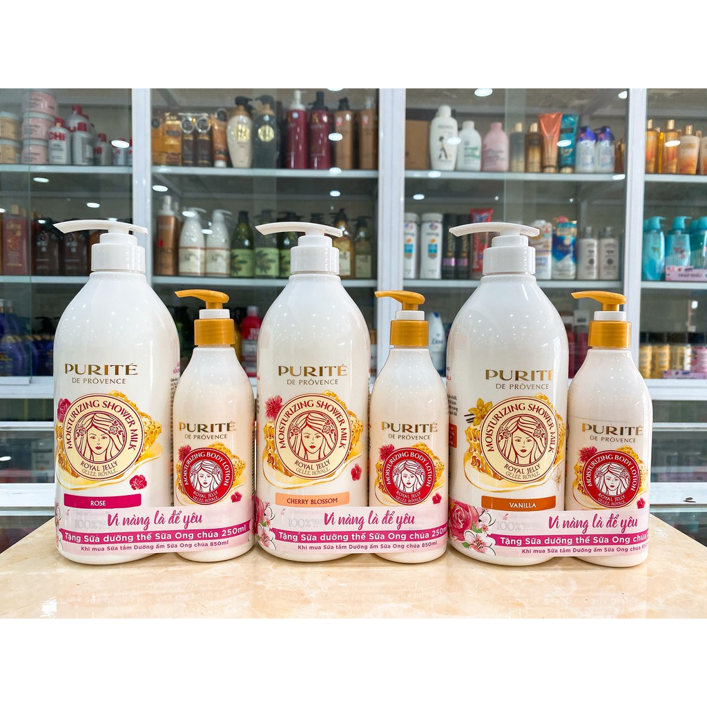 Sữa Tắm Dưỡng Ẩm Sữa Ong Chúa Purite Provence Chính Hãng Công Ty 850ml