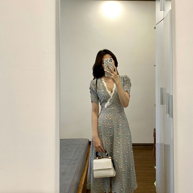 Váy hoa nhí dáng ôm Gorogi, đầm dự tiêc hóa nhí dáng dài hai lớp