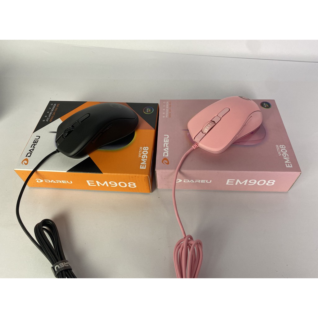 Chuột máy tính Dareu EM908 Black -Pink USB chuột Gaming chính hãng Dareu