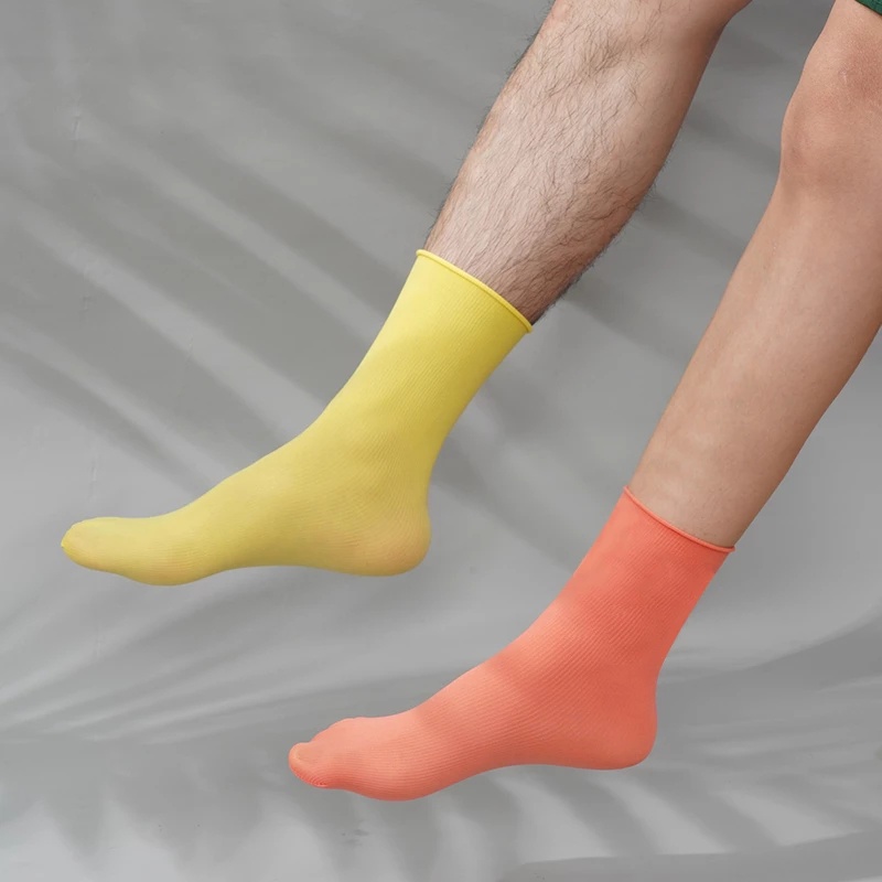 Đôi vớ mỏng mềm dài vừa phải màu trơn thoáng khí thoải mái phong cách Nhật Bản thời trang unisex