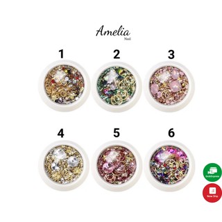 Đá trang trí nail,phụ kiện trang trí móng tay móng chân hũ tròn