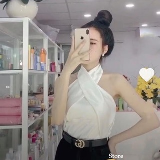 Áo phi lụa chéo cổ