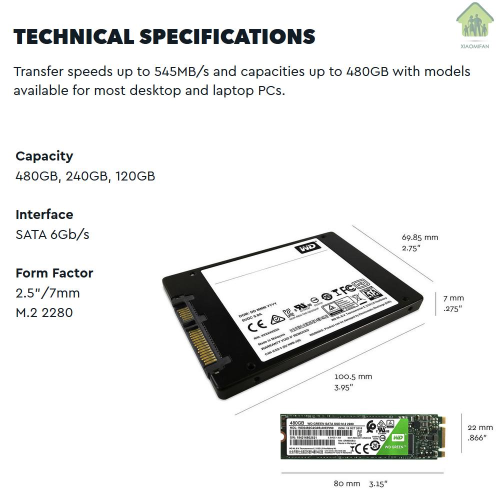 XM WD Green 120GB PC SSD SATA 6GB/s M.2 2280 Solid State Drive (WDS120G2G0B)