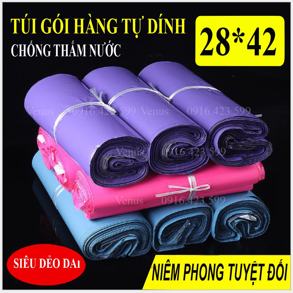 10 Túi đóng hàng niêm phong 💥 [BẢO MẬT] Túi bọc hàng niêm phong chống bóc PE size 28*42