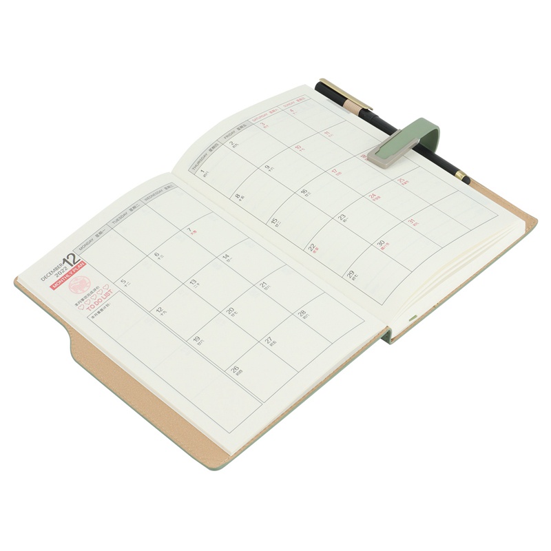 Sổ tay lên kế hoạch Agenda 2022 A5 kèm bút màu xanh lá