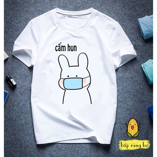 ÁO THUN NAM NỮ UNISEX THỎ TRẮNG CẤM HUN - VẢI COTTON