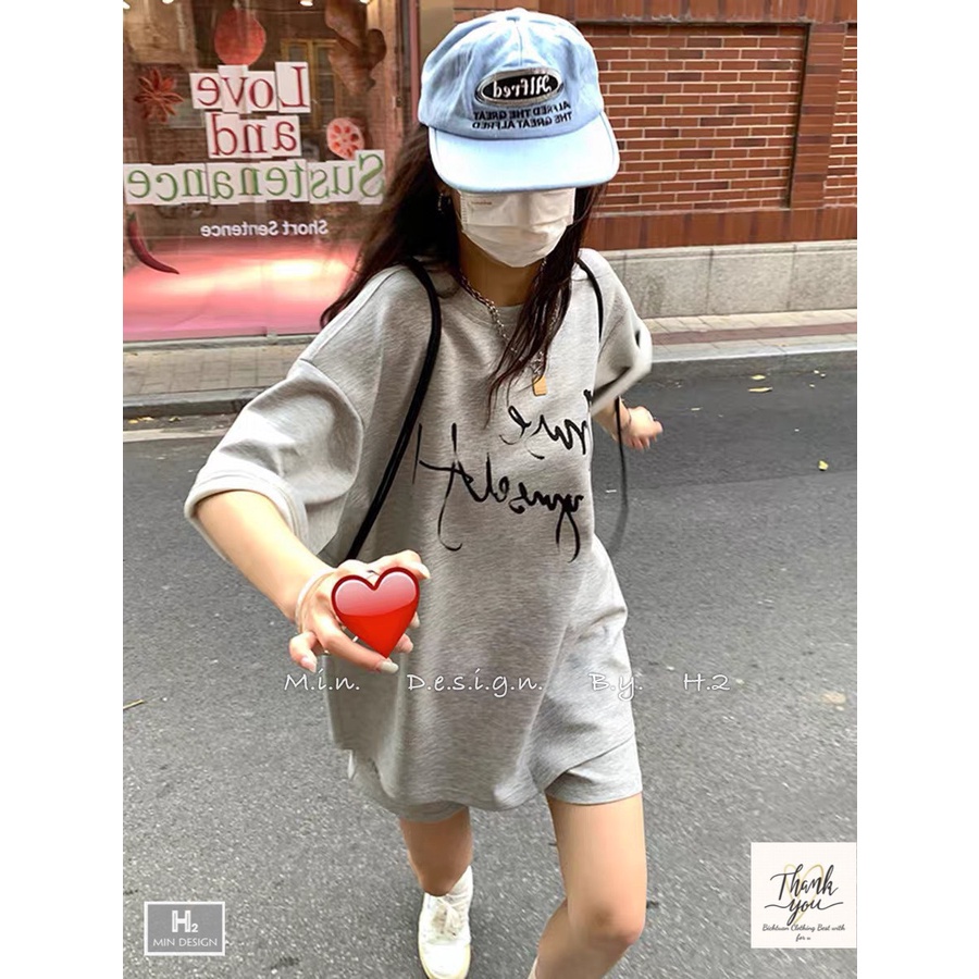 [ 𝐅𝐑𝐄𝐄 𝐒𝐇𝐈𝐏 ]   BỘ ĐÙI THỤNG COTTON CHỮ KÍ SIÊU HÓT ĐỒ BỘ NGẮN TAY