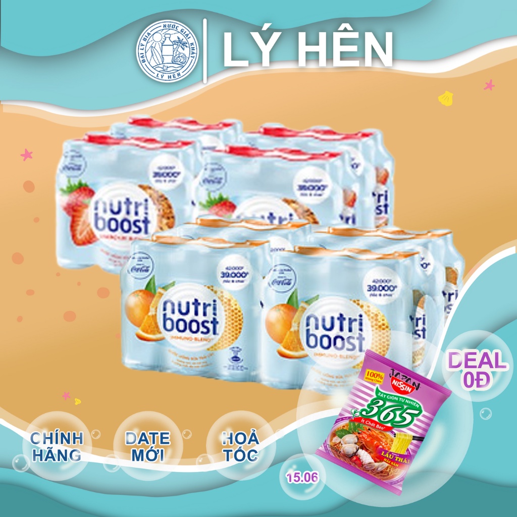 Sữa Uống Trái Cây Hương Dâu - Cam Nutriboost Chai Nhựa PEP 297ml Nutri Boost Date Luôn Mới