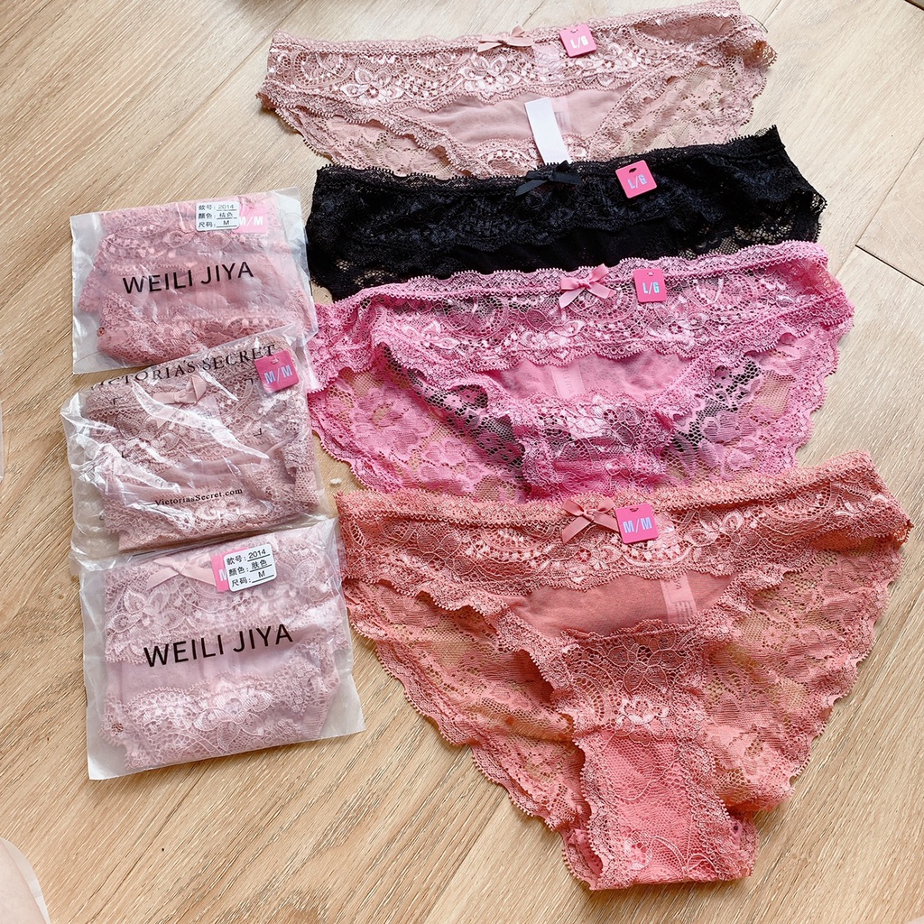 Quần lót ren Q041 xuất dư pink/ vinji