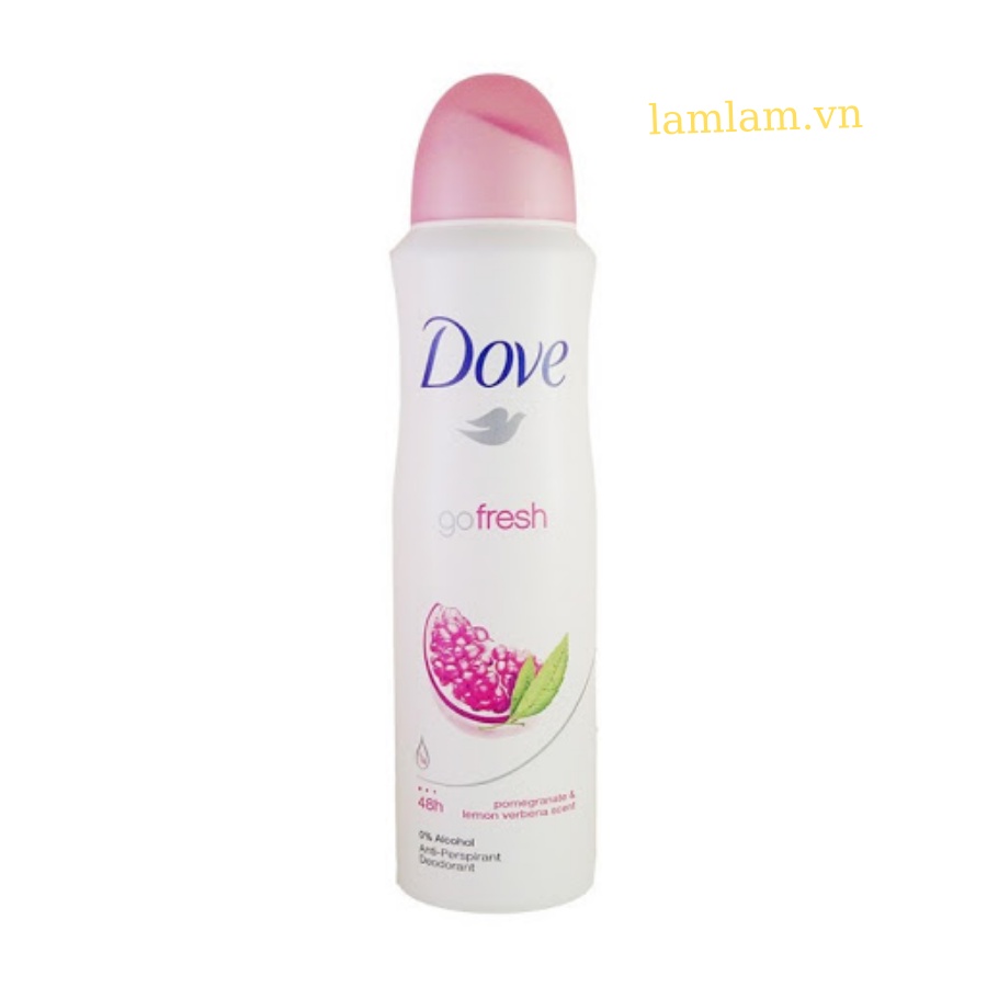 Xịt Khử Mùi Toàn Thân Dove 48h Hồng Lựu - Xanh Dưa Leo 150ml Mỹ (Ghi chú màu giúp shop)