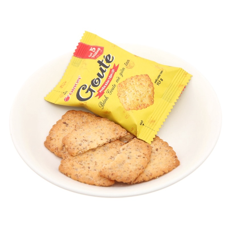 Bánh GOUTE’ mè giòn tan thêm 10% bánh cho vị đậm CHUẨN GU hộp 8 gói