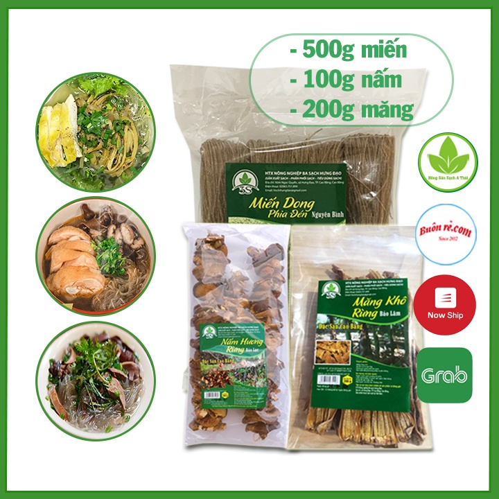( 3 MÓN ) COMBO SUM VẦY - Miến dong 500G – Măng khô 200G - Nấm hương khô 100G - Đặc sản Cao Bằng