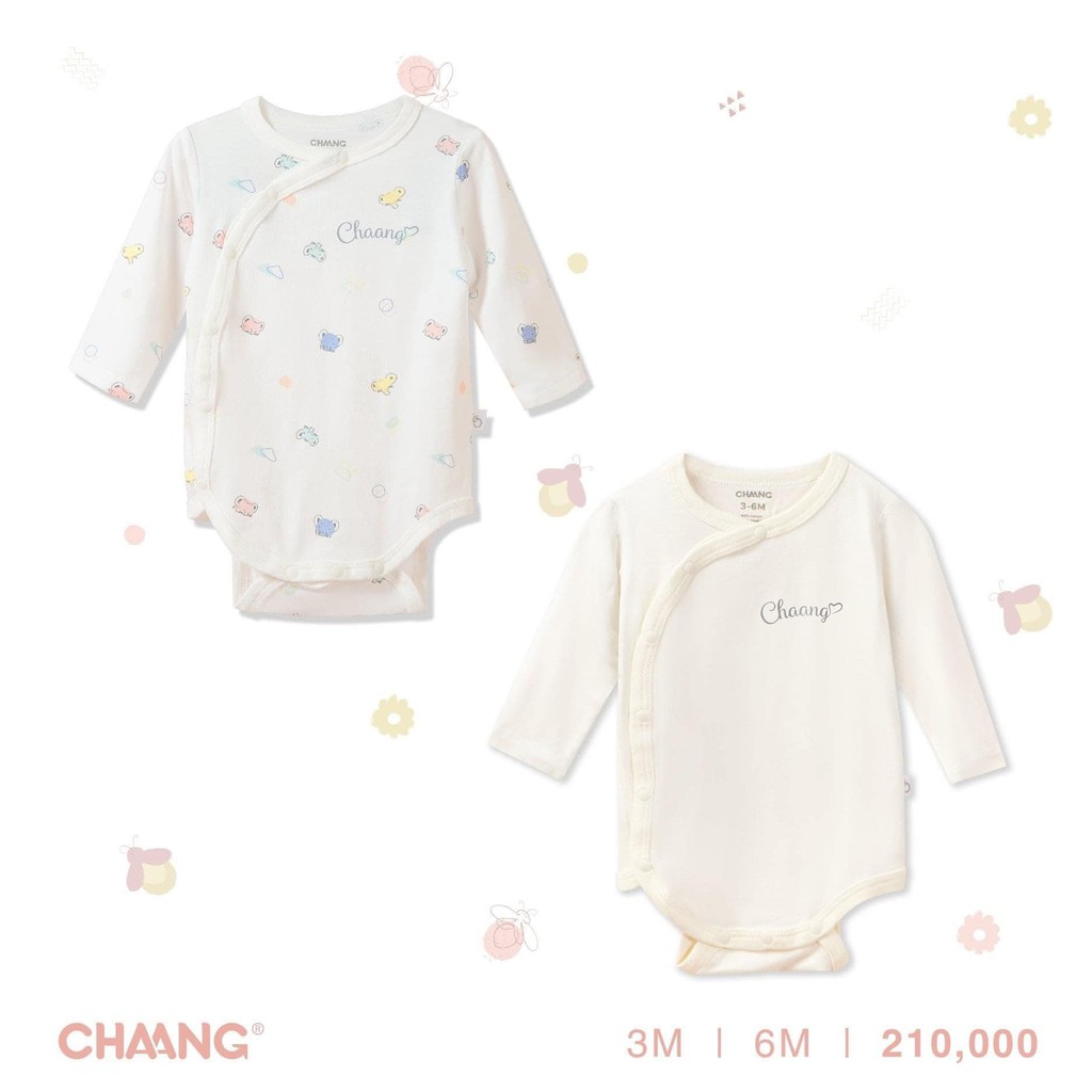 [CHAA NG] Set 2 body chip dài tay cúc chéo cotton sơ sinh bé trai, bé gái