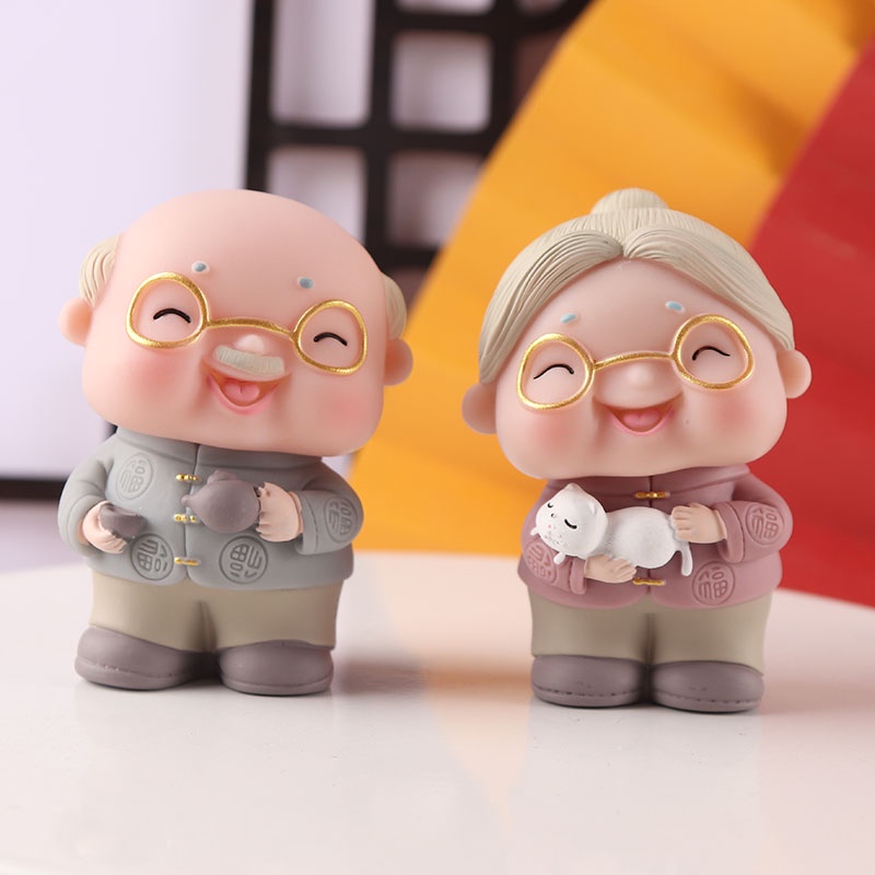 Cặp tượng Ông Bà Trang Trí Bánh Kem Bánh Sinh Nhật