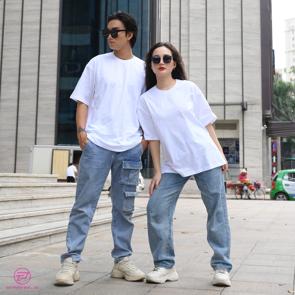👋🤘  cao cấp, áo thun unisex, áo thun form rộng cao cấp 100% cotton Tân Phương màu trắng