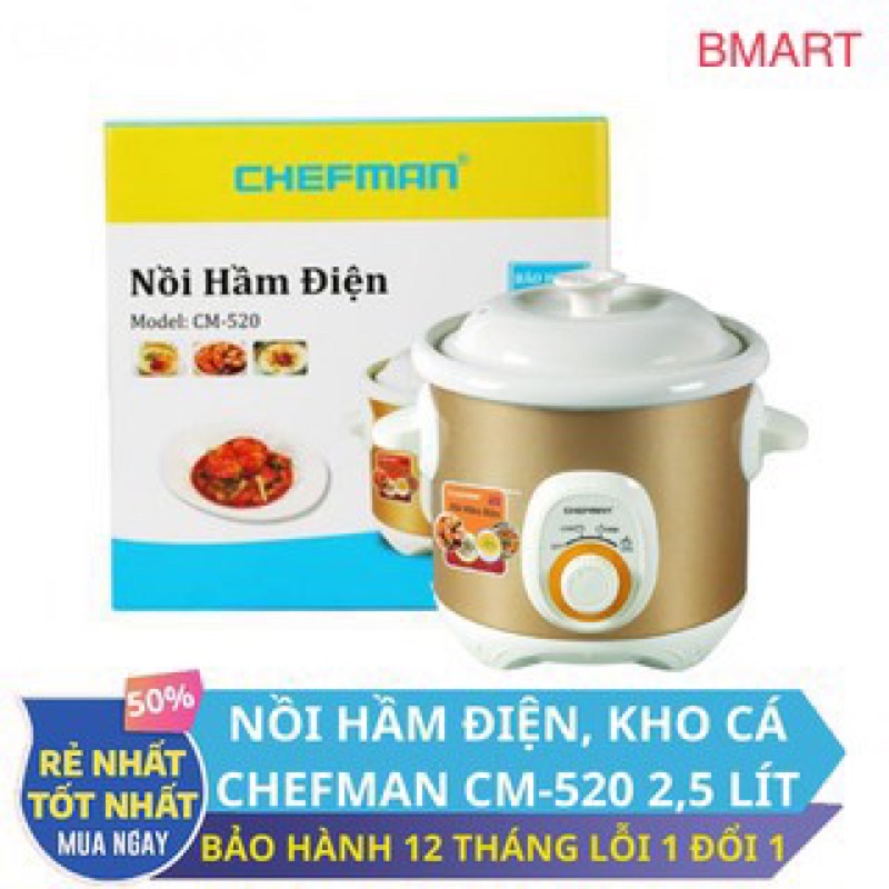 [7 ngày Lỗi 1 đổi 1] Nồi nấu cháo chậm Chefman, BBCooker - Nồi nấu cháo, Nồi kho cá, kho thịt, nấu chè, chưng yến