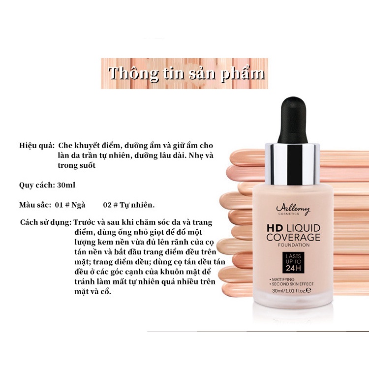 Kem nền BB 24h Liquid  trang điểm khuôn mặt che khuyết điểm tiện lợi che khuyết điểm hiệu quả