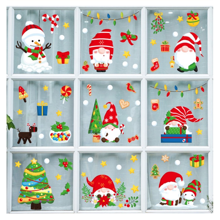 Decal dán tường Noel Hít Tĩnh Điện không Dơ Kính - Noel lùn đáng yêu