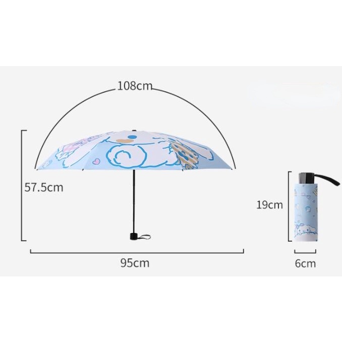 Dù Gấp Gọn Che Mưa Nắng In Hình Chú Chó Cinnamoroll / Thủy Thủ Mặt Trăng/ Snoopy Dễ Thương