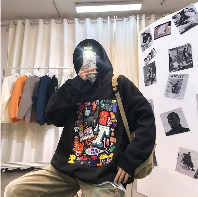Áo hoodie dáng rộng in họa tiết thời trang cá tính cho nam | BigBuy360 - bigbuy360.vn