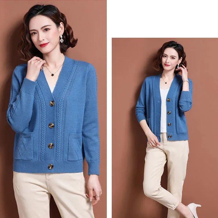 Áo Khoác cardigan Dáng Ngắn Phong Cách Phương Tây Thời Trang Xuân Thu Mới 2022 Dành Cho Phụ Nữ Trung Niên