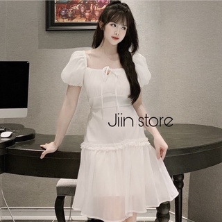 Váy tay bồng đuôi cá trắng