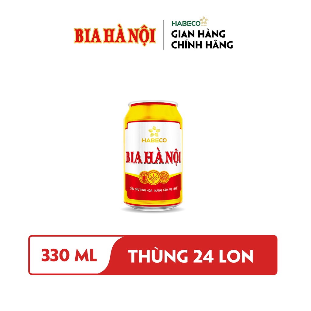 Hỏa Tốc TP Hà Nội - Thùng 24 lon Bia Hà Nội - HABECO (330ml/lon) - Phiên bản Tết 2022