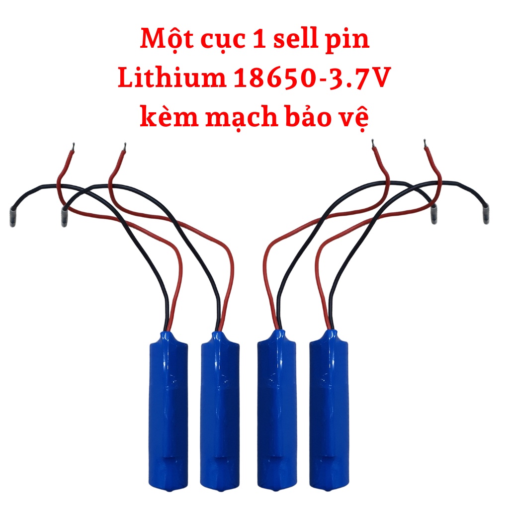 Pin lithium 18650 - dùng cho quạt năng lượng mặt trời kèm mạch bảo vệ 1S