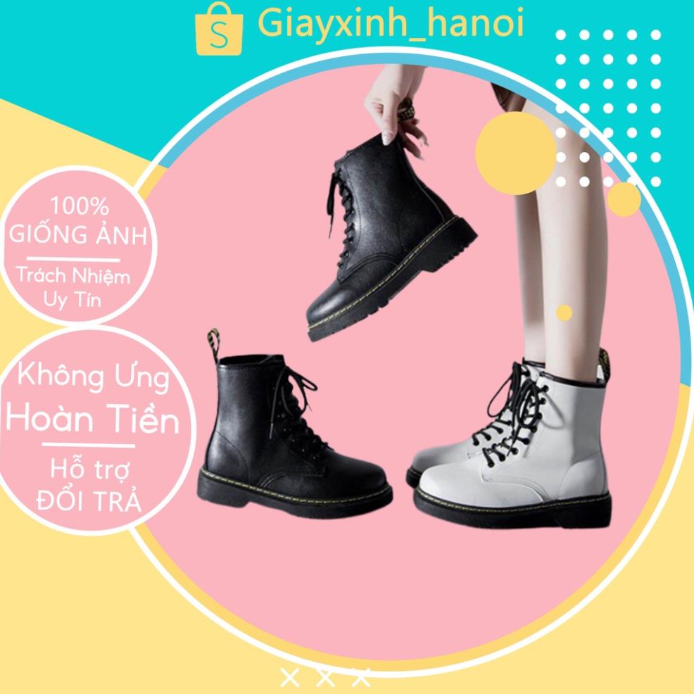 Giày bốt nữ cổ cao phong cách martin, bốt nữ cổ lửng đế bệt cá tính 💍