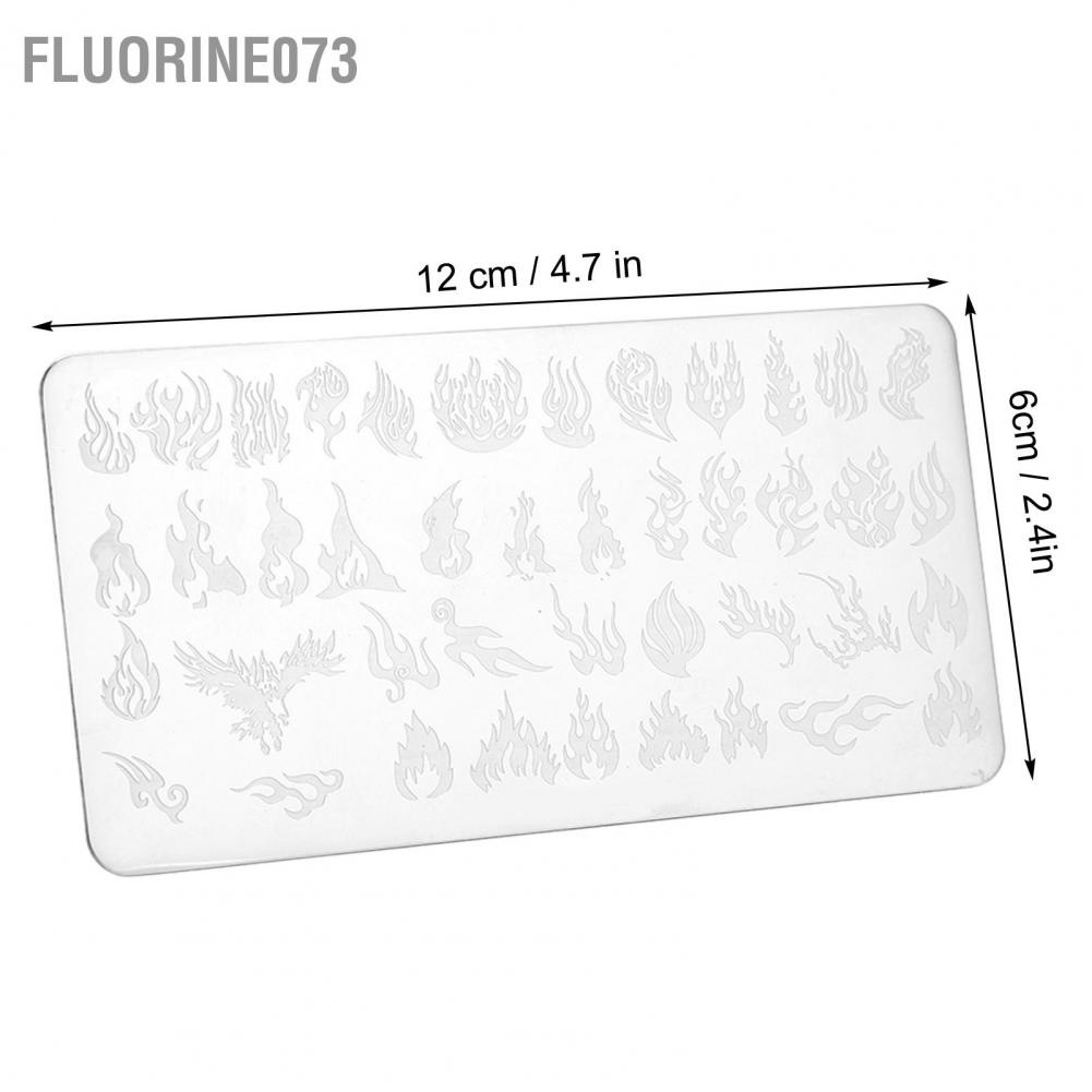 Fluorine073 10 cái Móng Tay Tấm Dập Bộ Thép Không Gỉ Các Mẫu Khác Nhau Làm Dấu