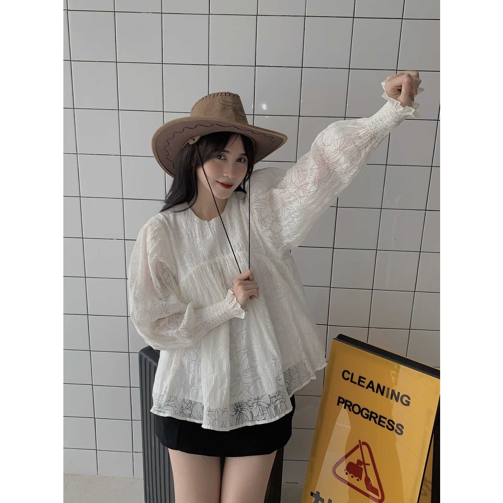 Áo nữ babydoll tay dài sành điệu  N1022
