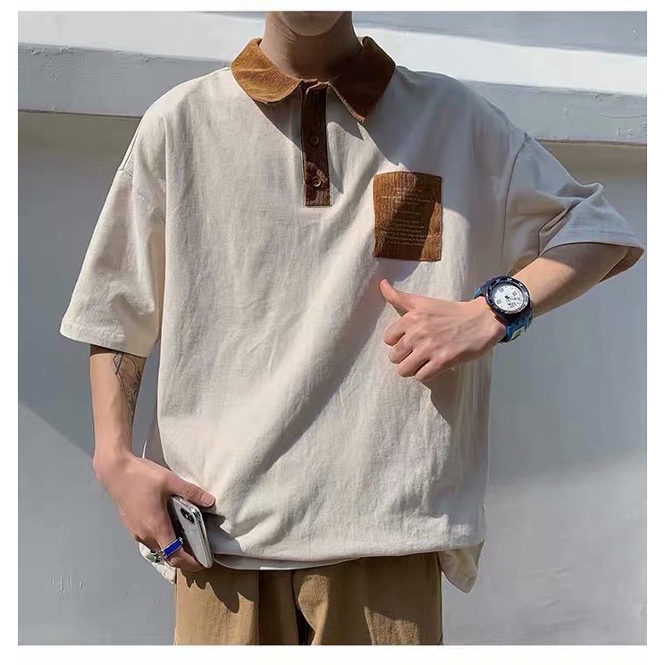 Áo Thun polo nam Tay Ngắn Dáng Rộng Thời Trang Hàn Quốc Trẻ Trung Cho unisex short bigsize áo polo nam t shirt túi sắc pocket top