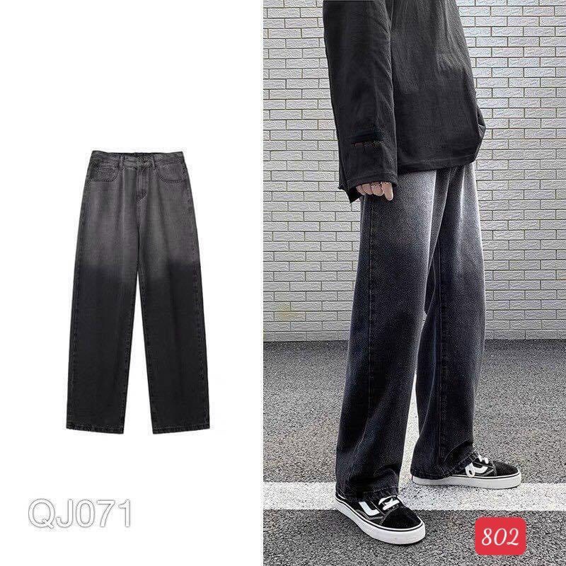 Quần baggy nam ống rộng chất jean suông rách gối, phong cách hàn quốc cao cấp King168 MS801