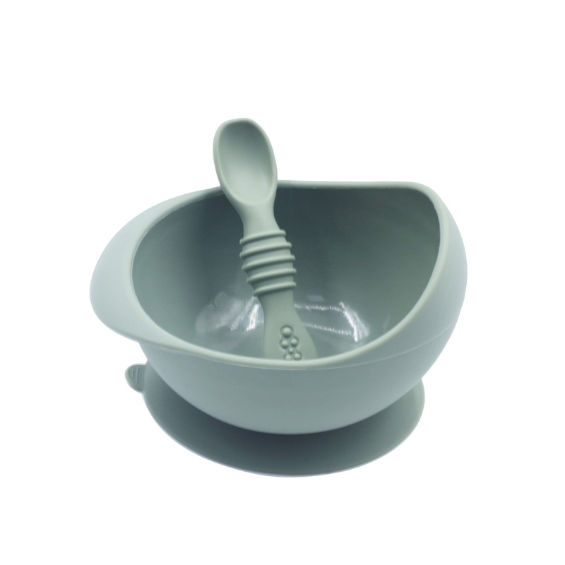 Set 2 Món Bát + Muỗng Tập Ăn Bằng Silicone Cho Bé Sơ Sinh
