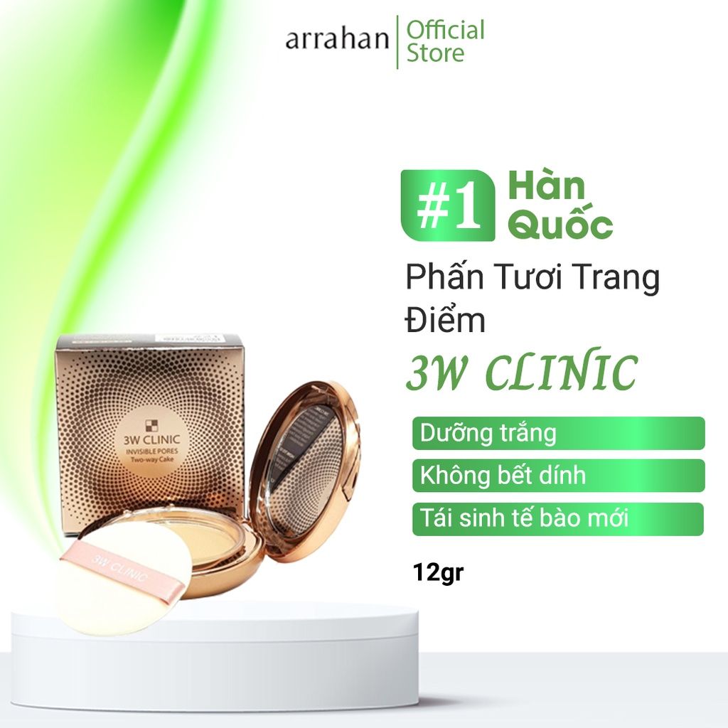 Phấn Tươi Trang Điểm Dưỡng Trắng 3W CLINIC Invisible Pores Skin Cover 12gr 3W043