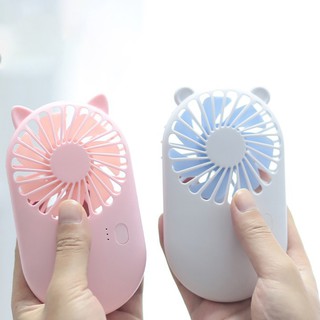 Quạt mini cầm tay pocket fan hình tai thú có đế để bàn siêu dễ thương - quạt mini tích điện