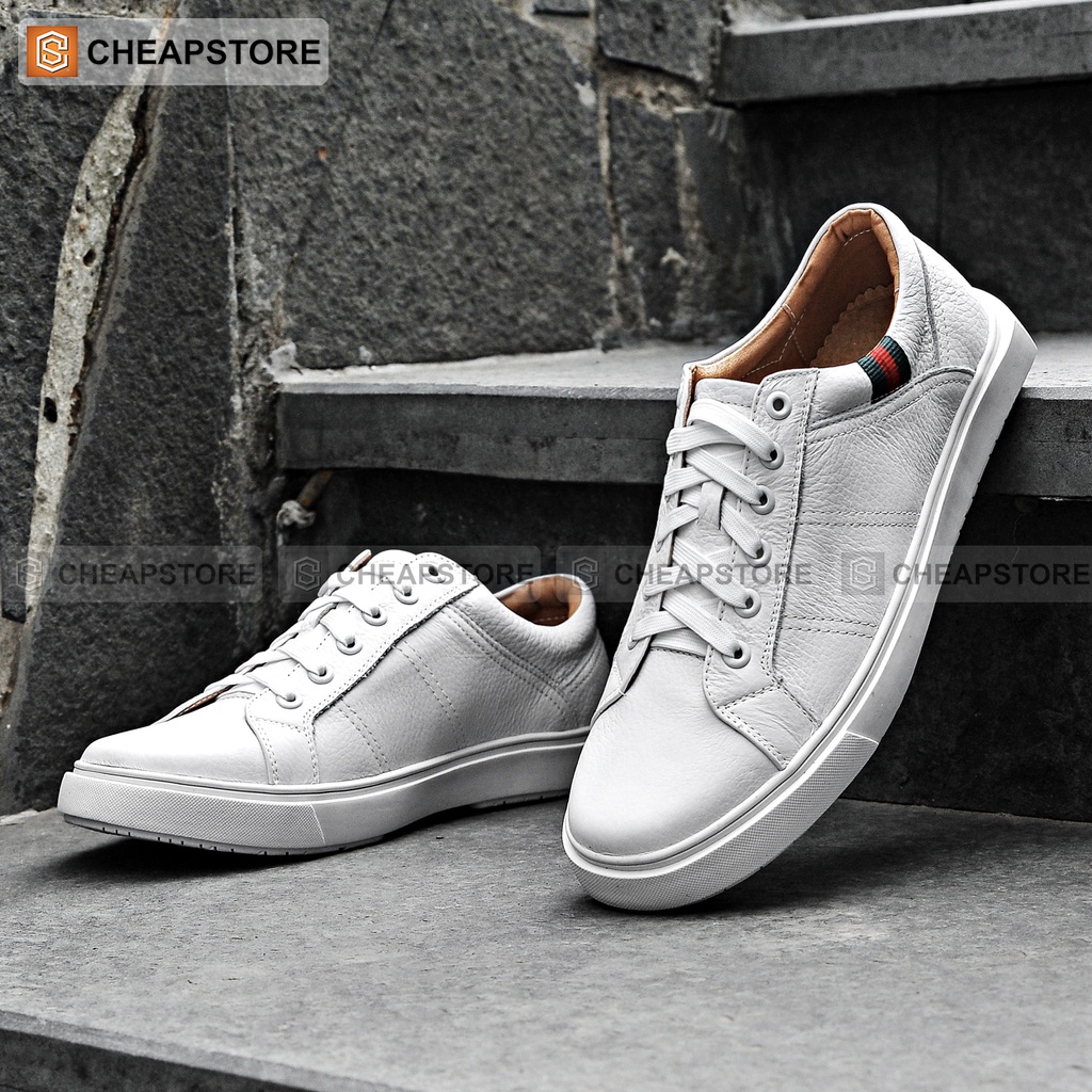 Giày da thể thao nam CHEAPSTORE CS429 Trắng - Giày tăng chiều cao da bò thật 100% (bảo hành 24 tháng) | BigBuy360 - bigbuy360.vn