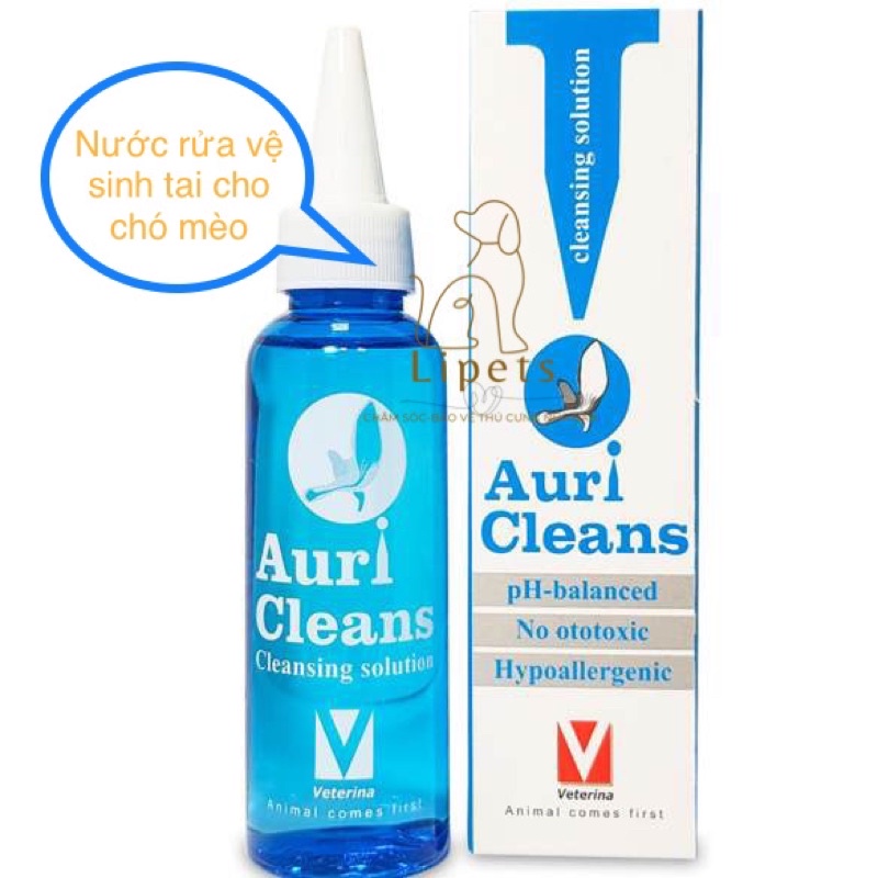 Nước Rửa Tai Auri Cleans Ear Cleansing Solution Veterina vệ sinh tai cho chó mèo Lọ 100ml