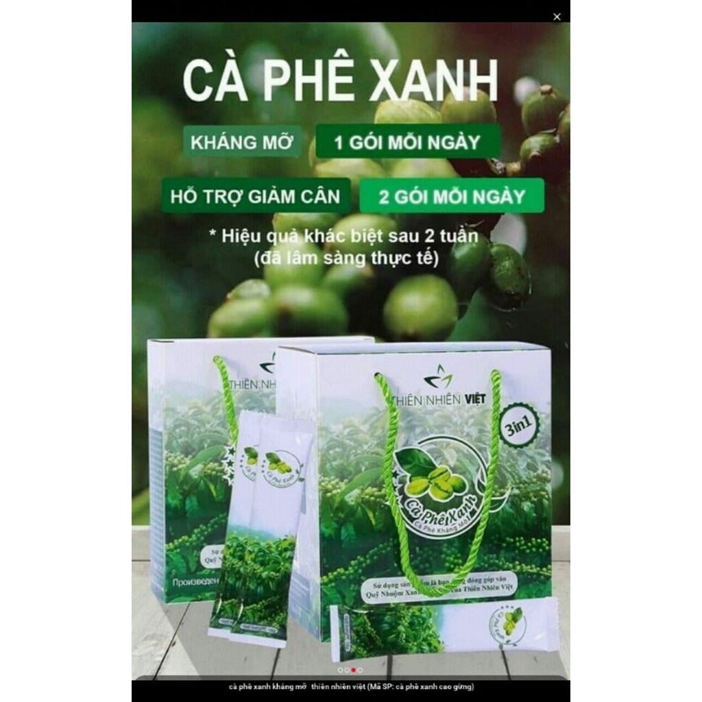 CÀ PHÊ XANH GIẢM CÂN (HỘP 10 GÓI )