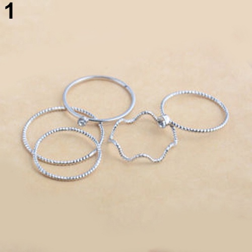 Atlantamart| Set 5 Nhẫn Đốt Ngón Tay Gợn Sóng