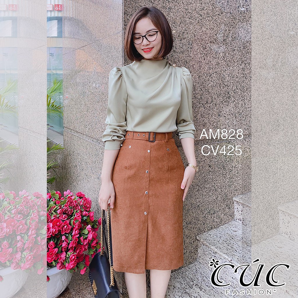 Áo sơ mi nữ CÚC FASHION somi tay ngắn cao cấp lụa đẹp kiểu công sở trắng đi học cổ dập ly bèo nhún dọc cúc A1102