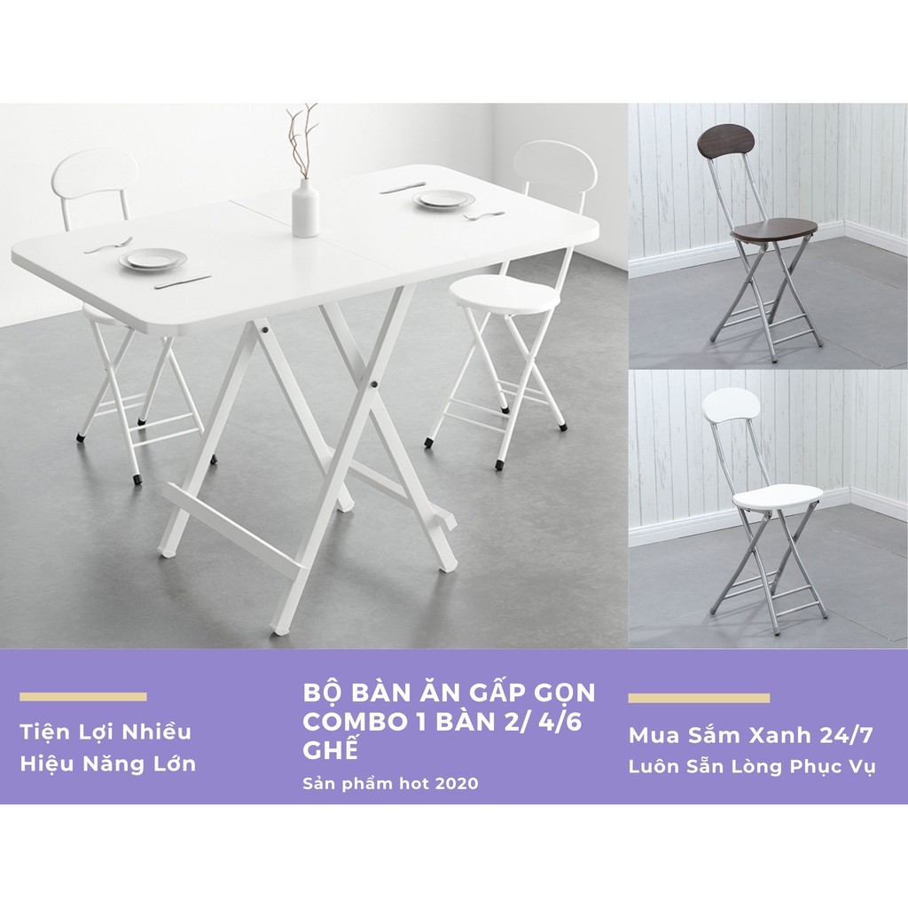 Combo 1 bàn ăn siêu gấp gọn kèm 4 ghế thông minh | BigBuy360 - bigbuy360.vn