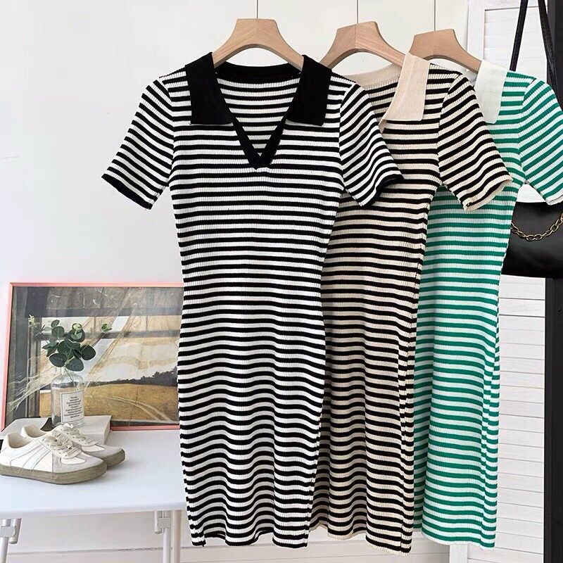 Váy len motoghi kẻ ôm body hàng QC